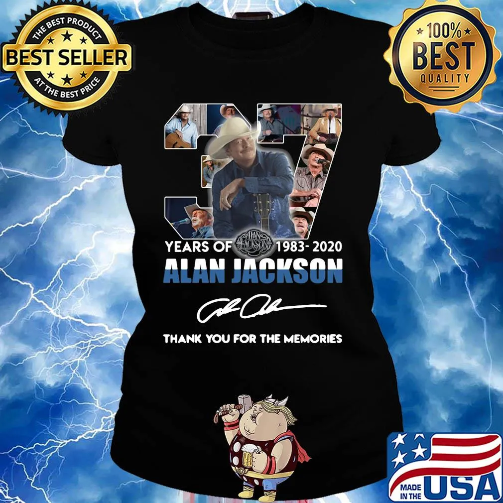37 years of 1983-2020 Alan Jackson signature thank you for the memories s Ladies tee