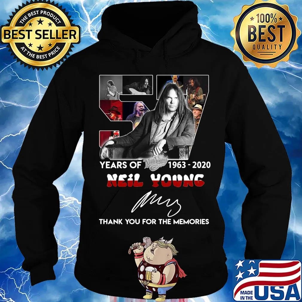 57 years of 1963-2020 neil young signature thank you for the memories s Hoodie