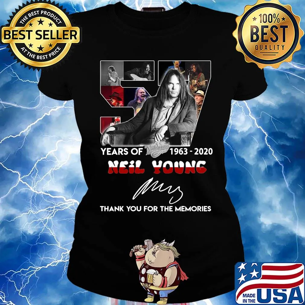 57 years of 1963-2020 neil young signature thank you for the memories s Ladies tee