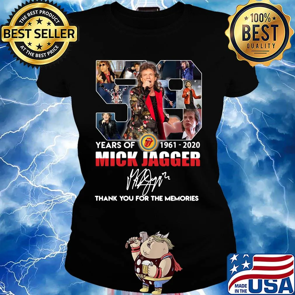 59 years of 1961-2020 Mick Jagger signature thank you for the memories s Ladies tee