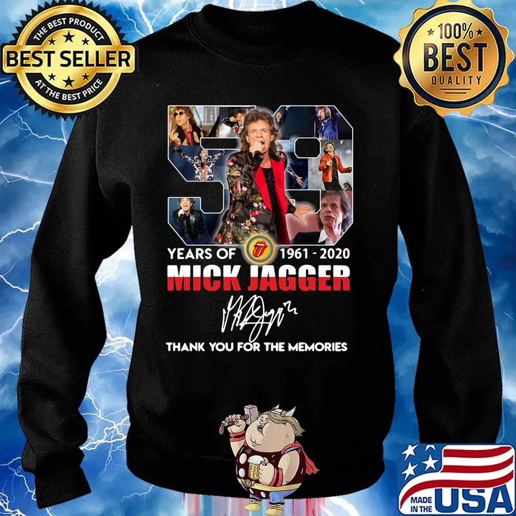 59 years of 1961-2020 Mick Jagger signature thank you for the memories s Sweater