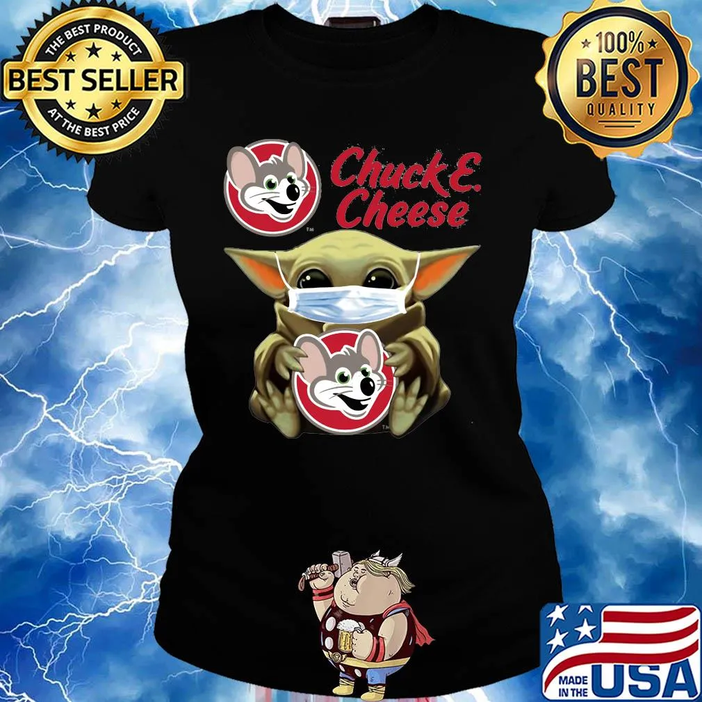 Baby Yoda face mask hug Chuck and Cheese s Ladies tee