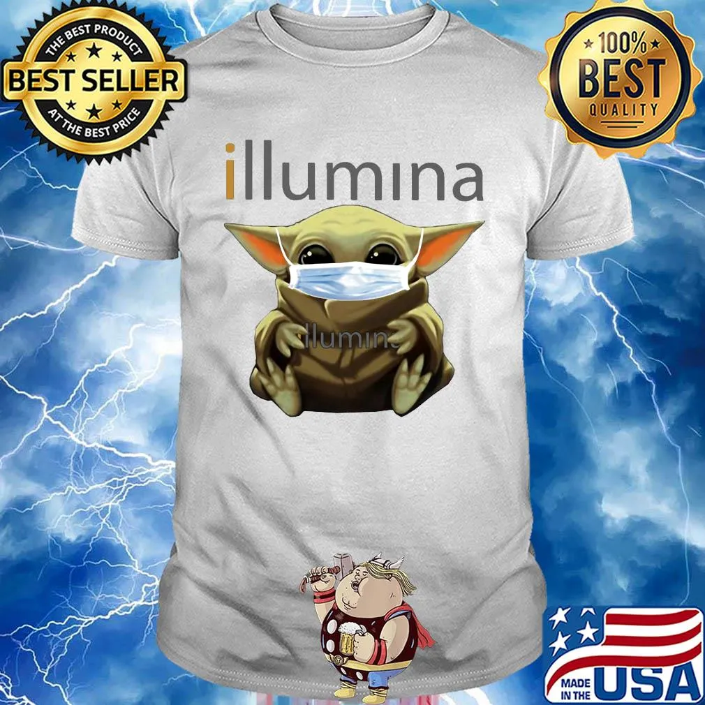 Baby Yoda face mask hug Illumina shirt