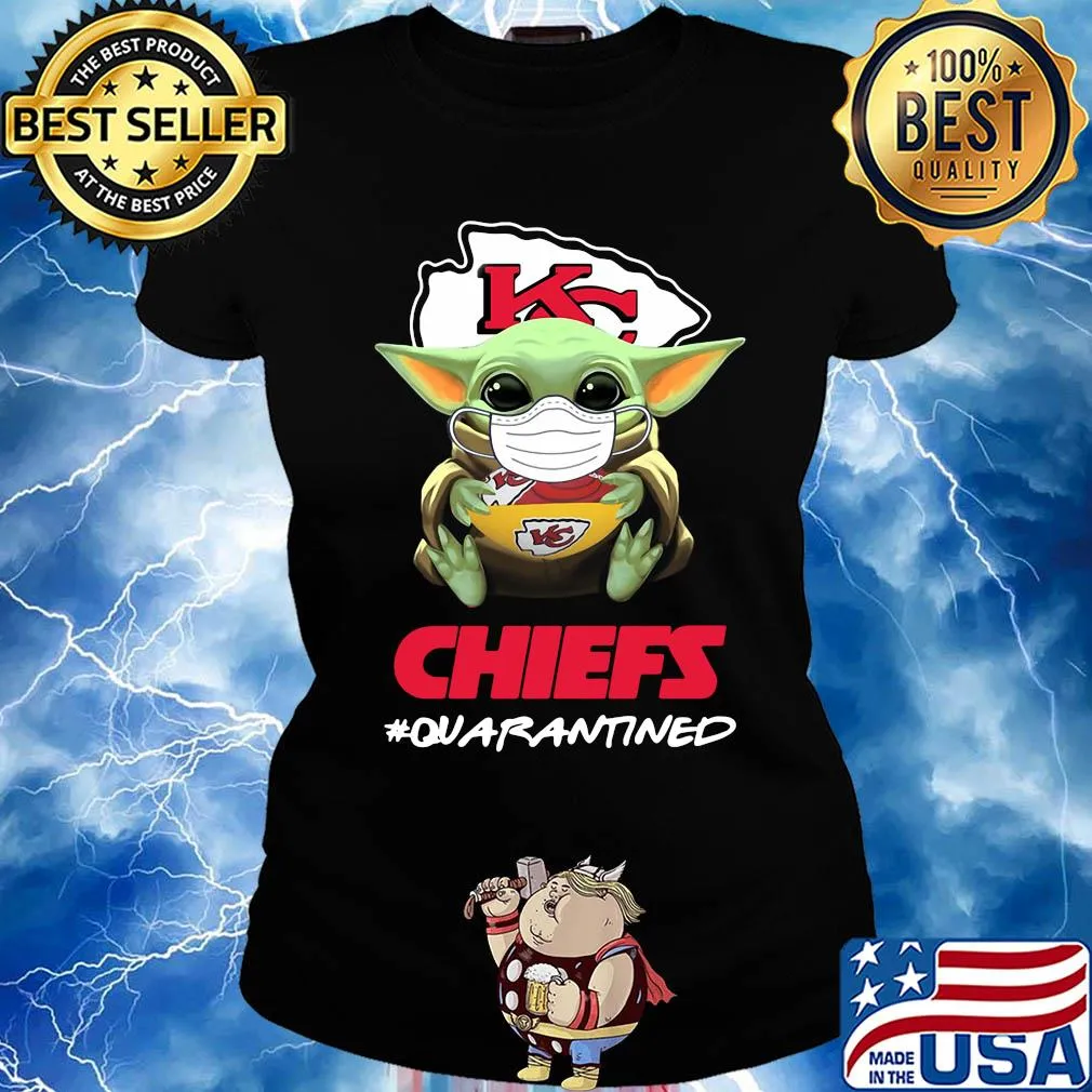 Baby yoda hug Kansas City Chiefs quarantined mask covid-19 s Ladies tee