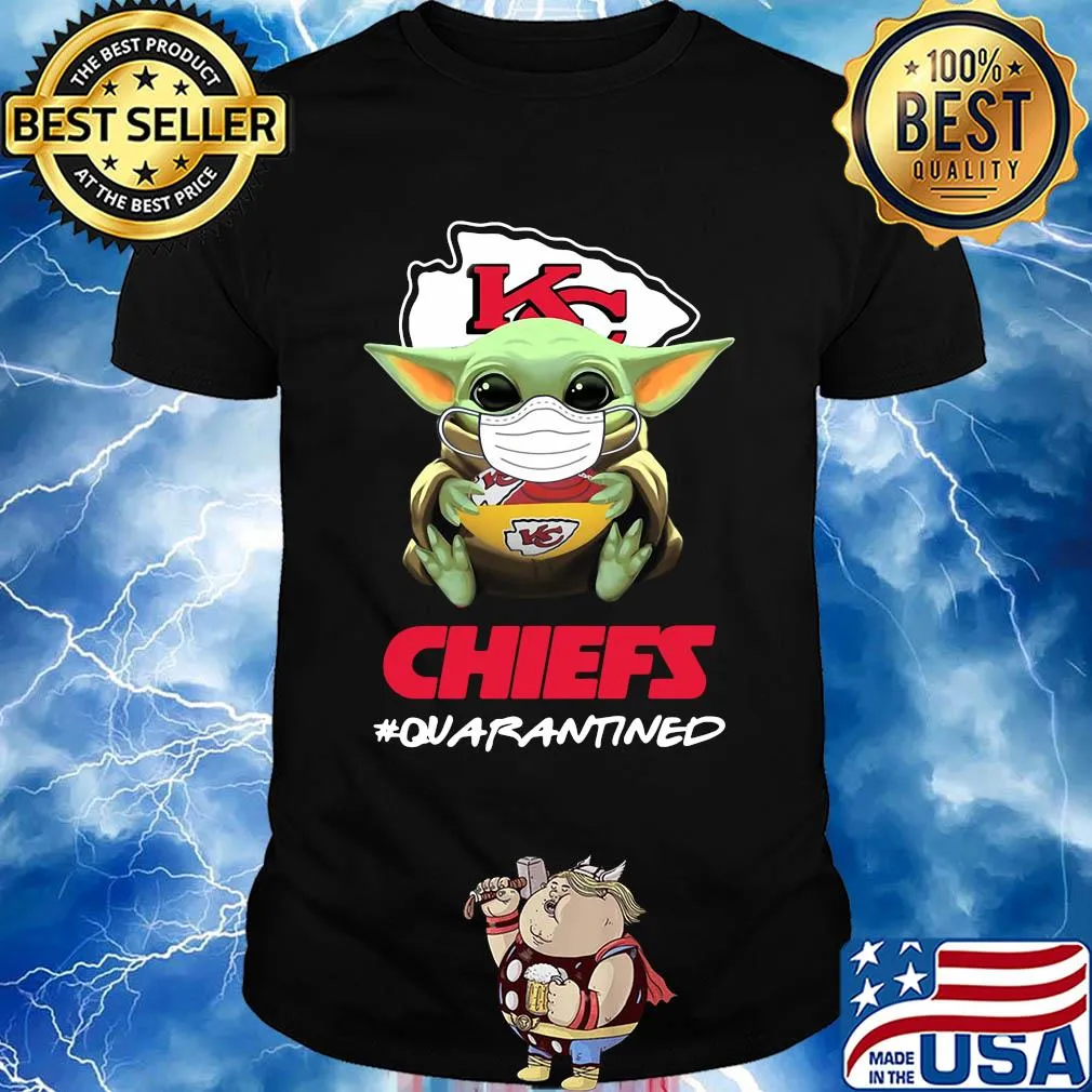 Baby yoda hug Kansas City Chiefs quarantined mask covid-19 shirt
