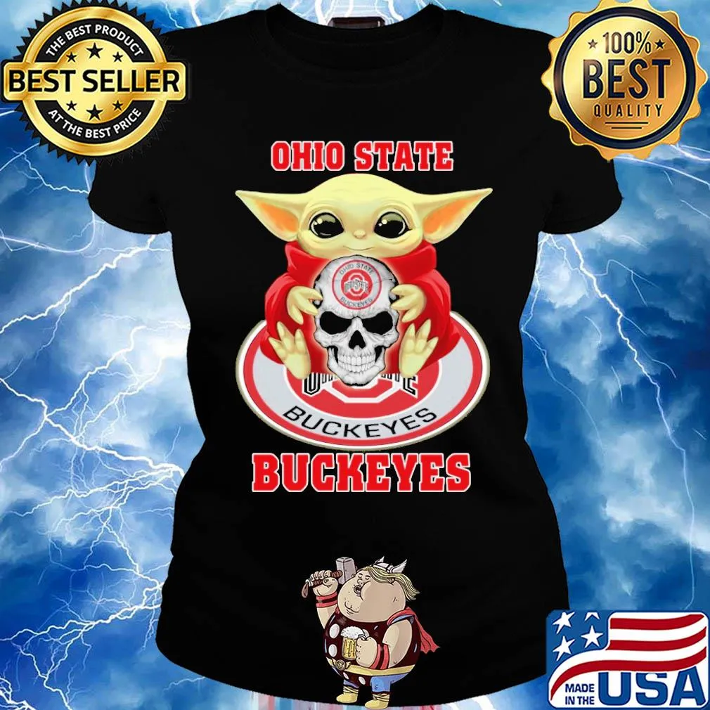 Baby yoda hug skull ohio state buckeyes s Ladies tee