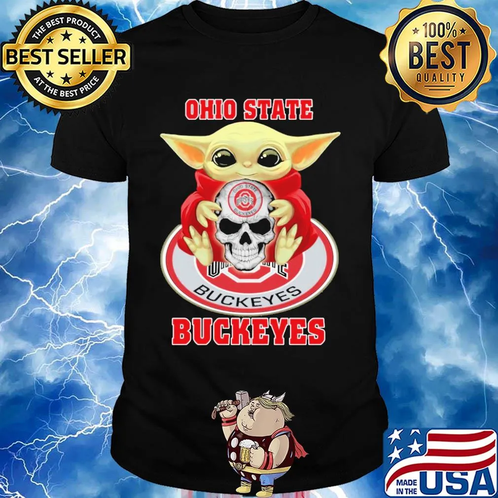 Baby yoda hug skull ohio state buckeyes shirt