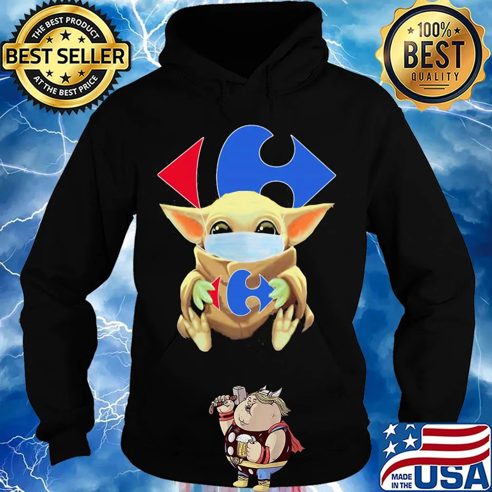 Baby Yoda mask hug Carrefour market s Hoodie