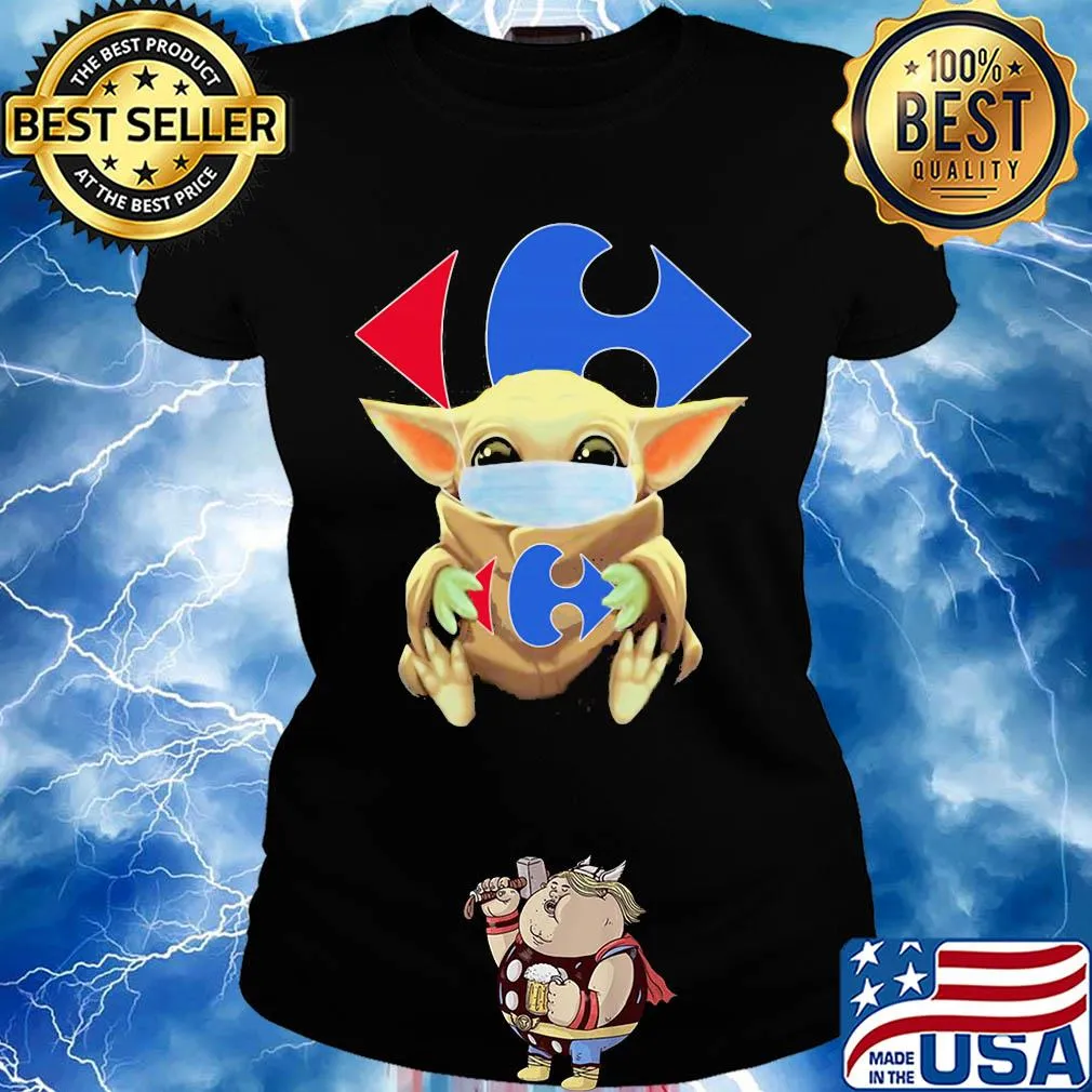 Baby Yoda mask hug Carrefour market s Ladies tee
