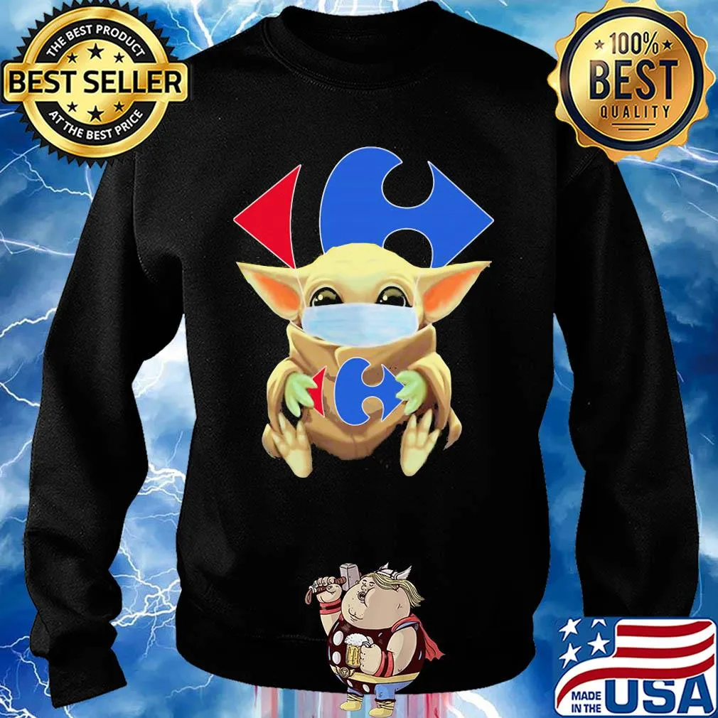 Baby Yoda mask hug Carrefour market s Sweater