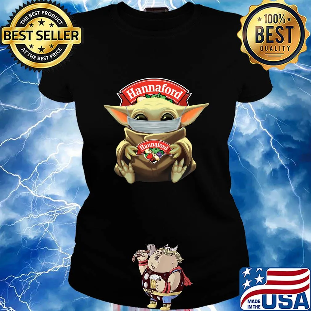 Baby Yoda mask hug Hannaford s Ladies tee