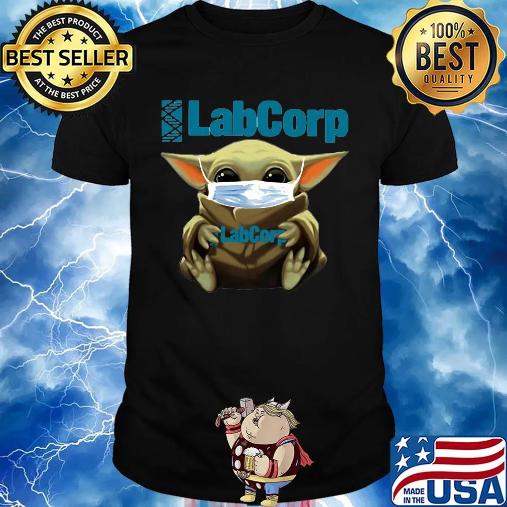 Baby Yoda mask hug Labcorp shirt