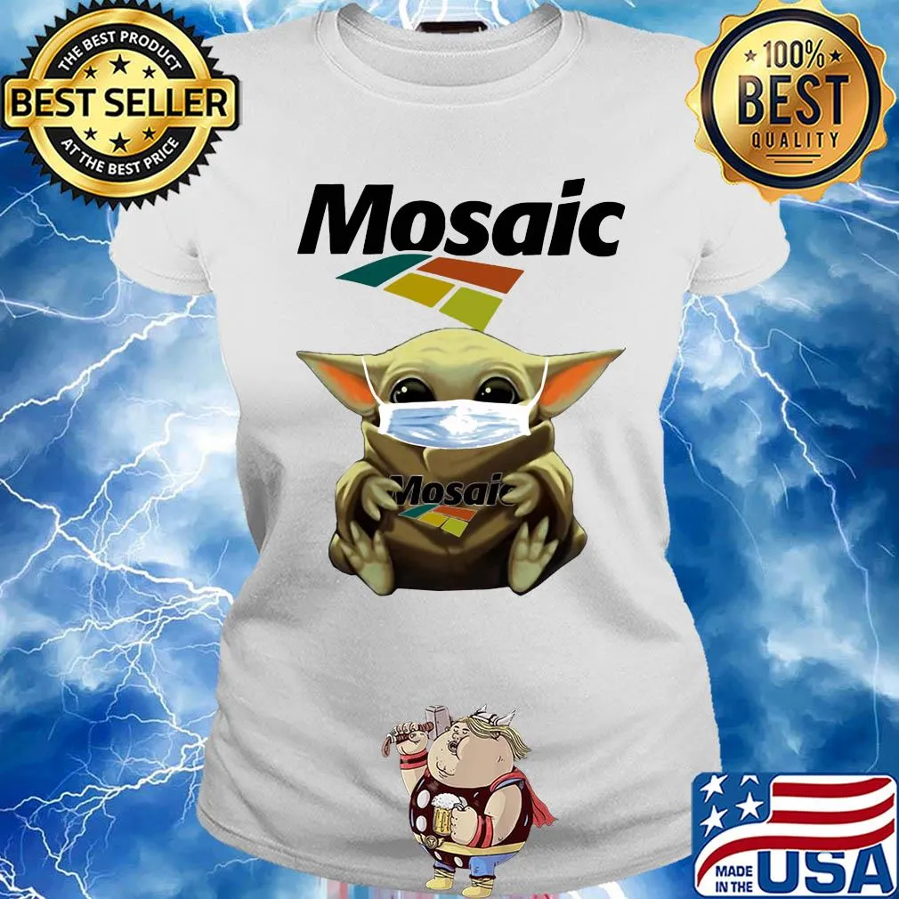Baby Yoda mask hug Mosaic s Ladies tee