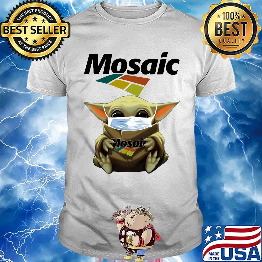 Baby Yoda mask hug Mosaic shirt