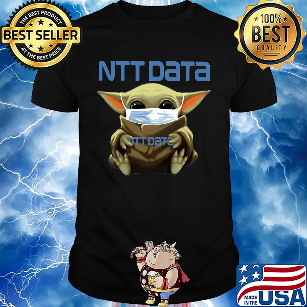 Baby Yoda mask hug NTT Data shirt