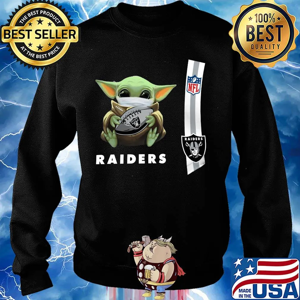 Baby yoda mask hug Oakland Raiders ball NFL s Sweater