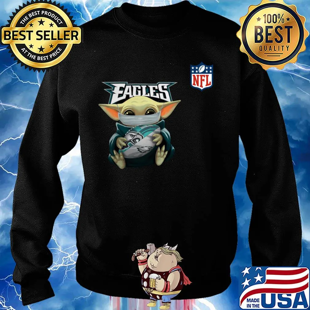 Baby yoda mask hug philadelphia eagles ball NFL s Sweater