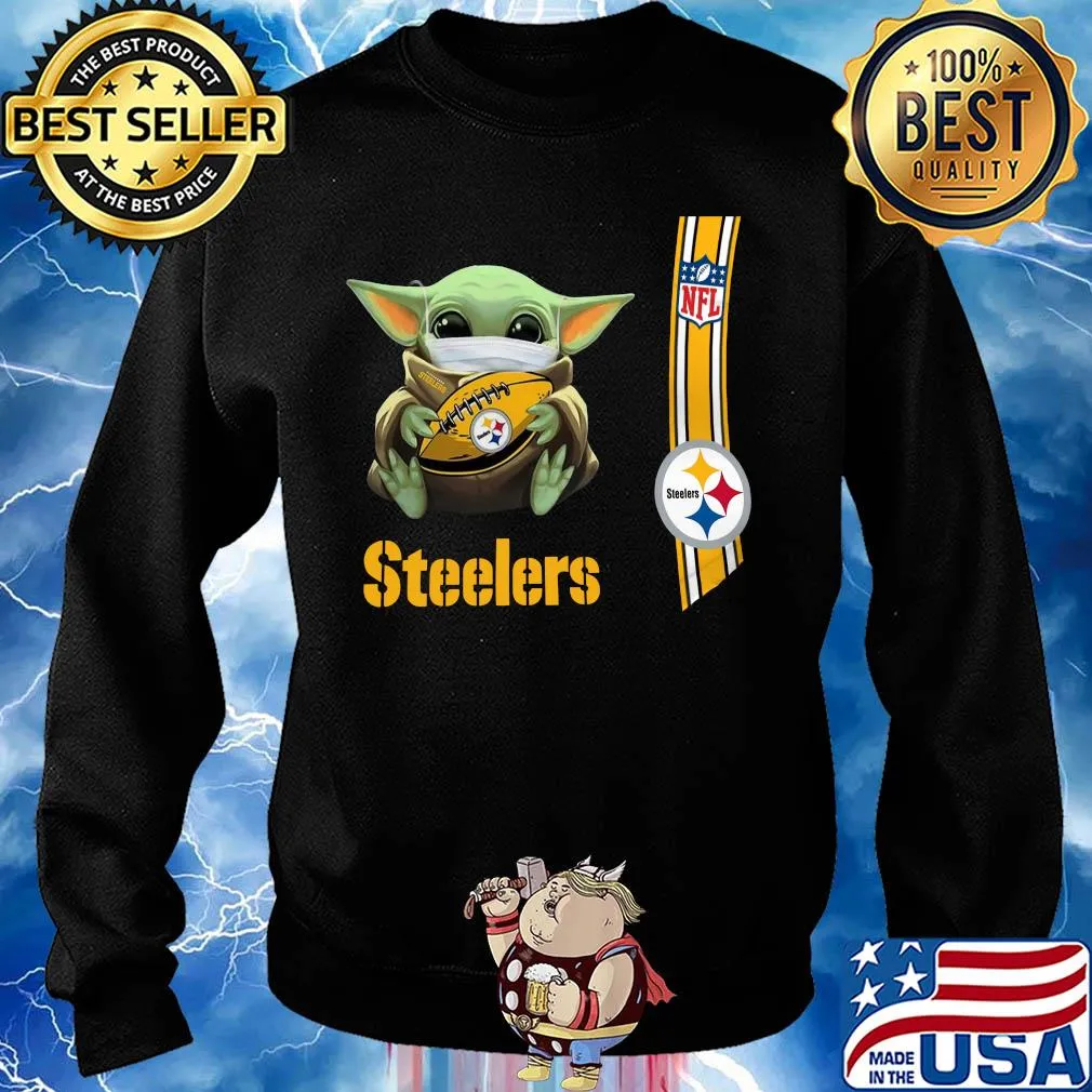 Baby yoda mask hug Pittsburgh Steelers ball NFL s Sweater