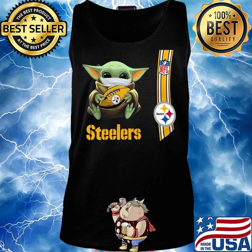 Baby yoda mask hug Pittsburgh Steelers ball NFL s Tank top