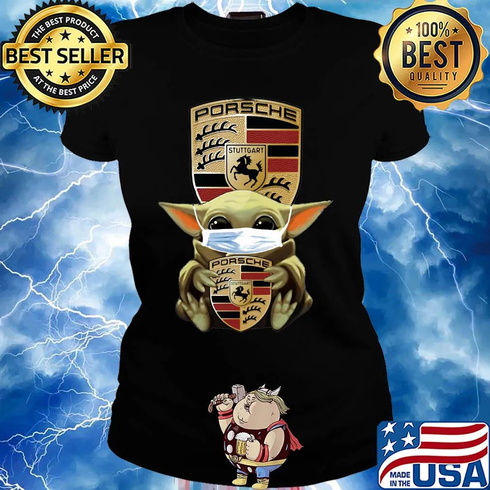 Baby Yoda mask hug Porsche Stuttgart s Ladies tee