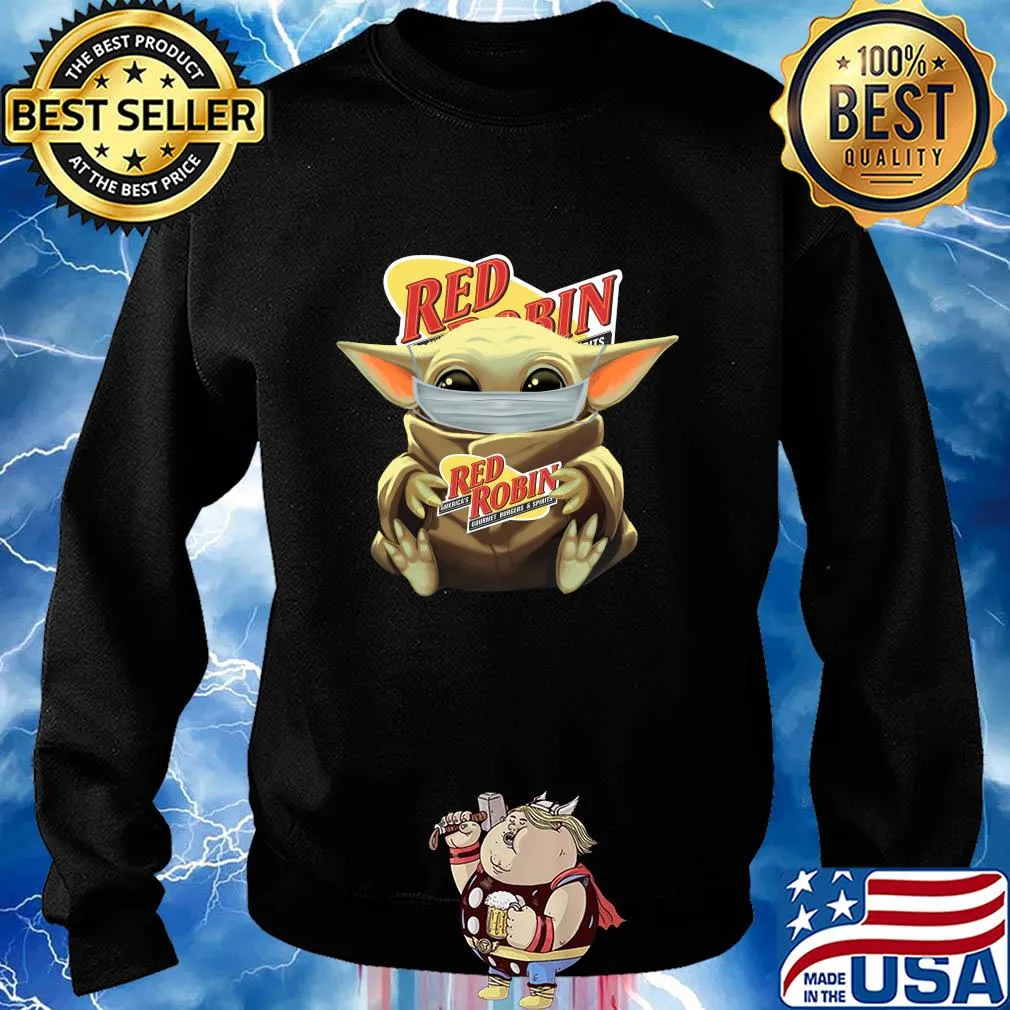 Baby Yoda mask hug Red Robin America's gourmet Burgers and spirits s Sweater