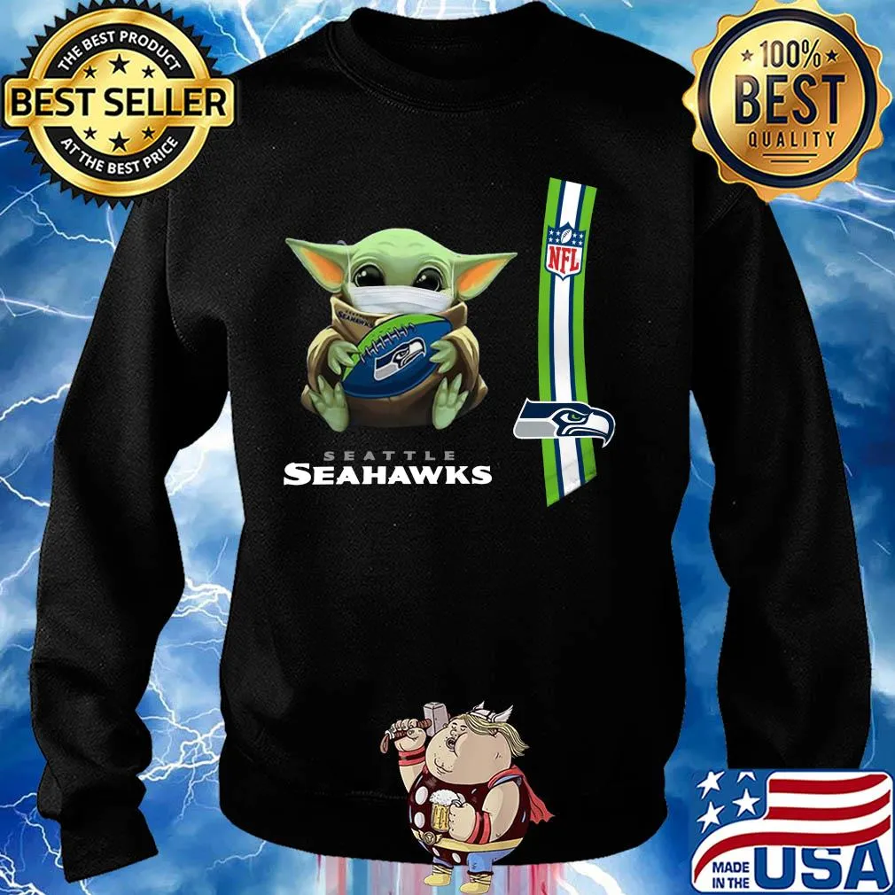 Baby yoda mask hug seattle seahawks ball NFL s Sweater