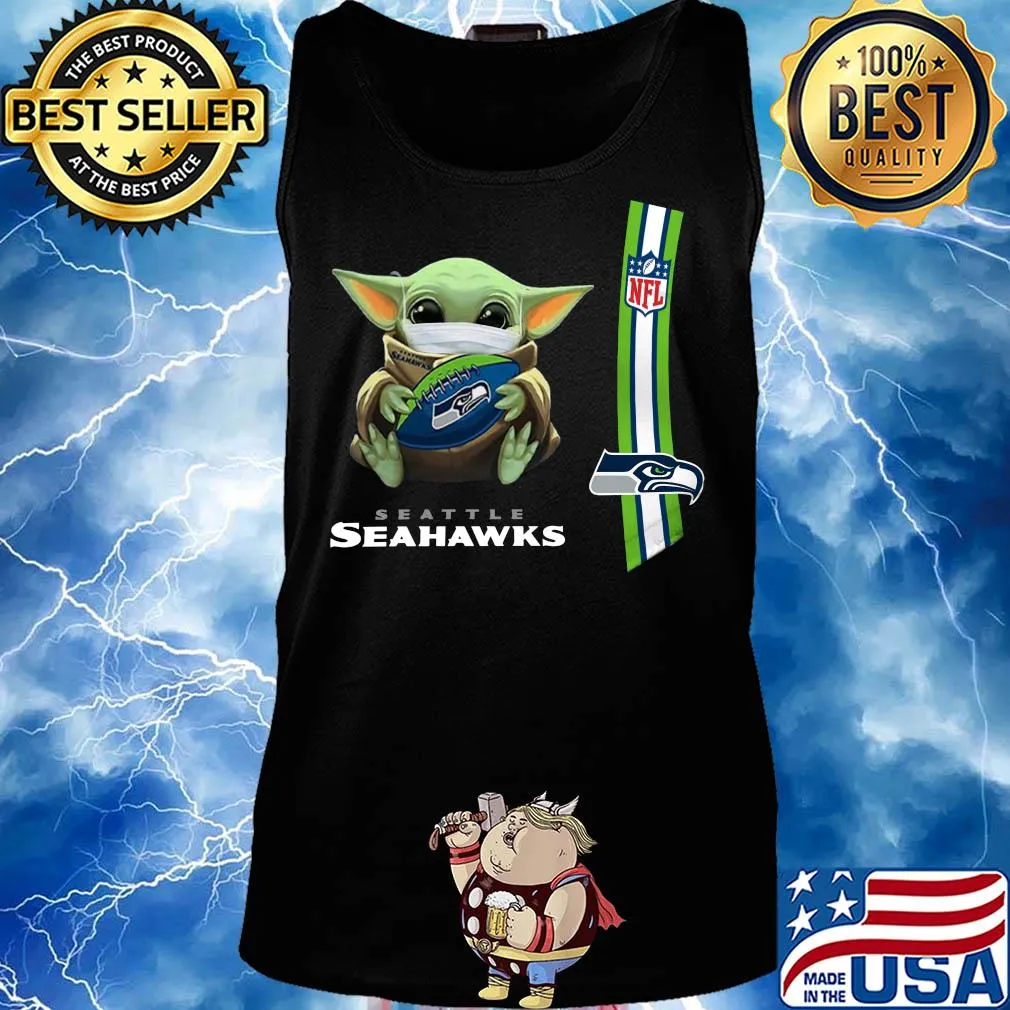 Baby yoda mask hug seattle seahawks ball NFL s Tank top