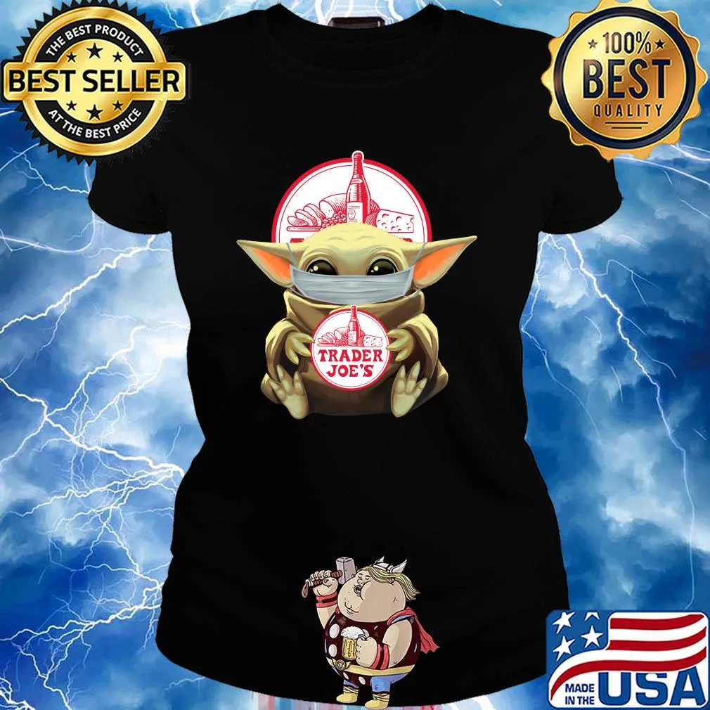 Baby Yoda mask hug Trader Joe's s Ladies tee