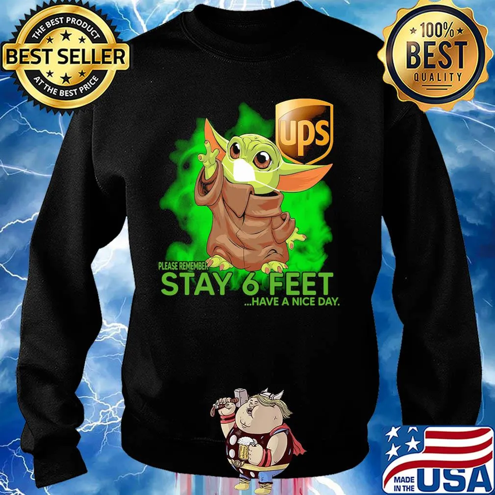 Baby Yoda mask hug UPS please remember stay 6 feet have a nice day s Sweater