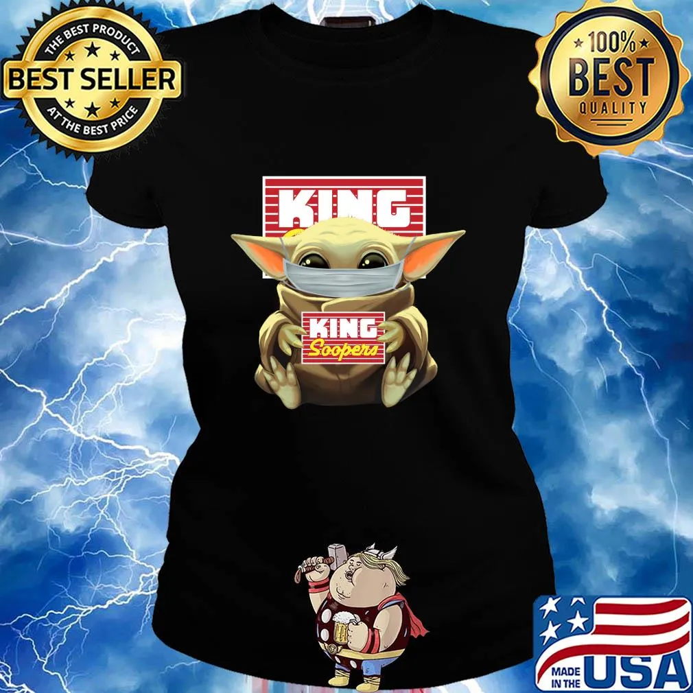 Baby Yoda mask hung King Soopers s Ladies tee