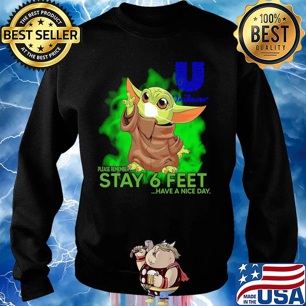 Baby yoda wear mask unilever please remember stay 6 feet have a nice day s Sweater