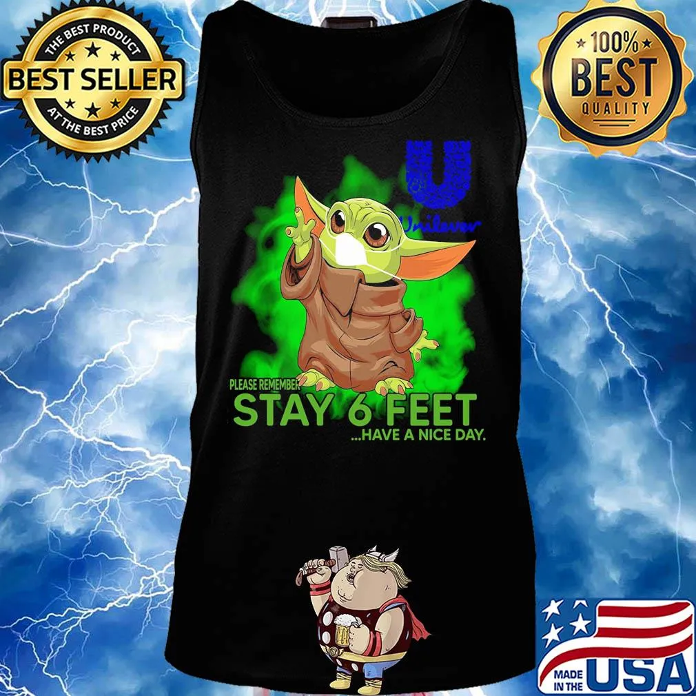 Baby yoda wear mask unilever please remember stay 6 feet have a nice day s Tank top