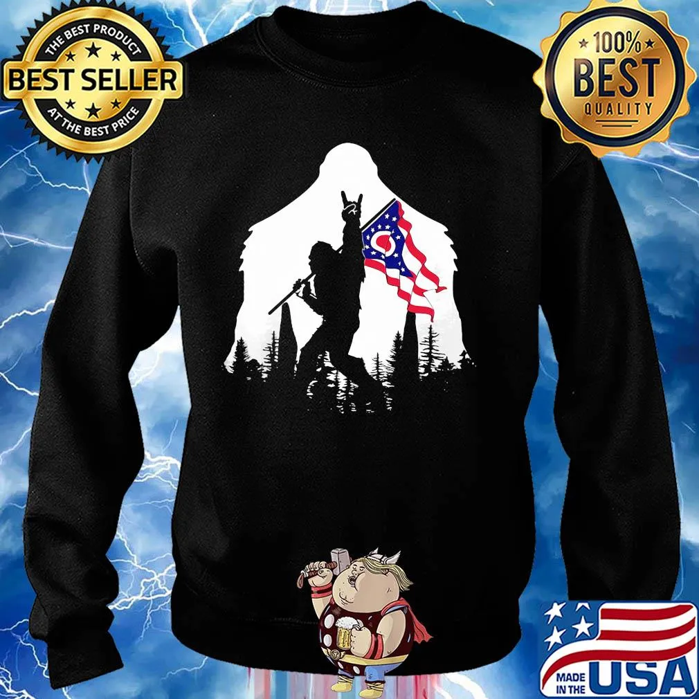 Bigfoot rock and roll ohio flag in the forest s Sweater