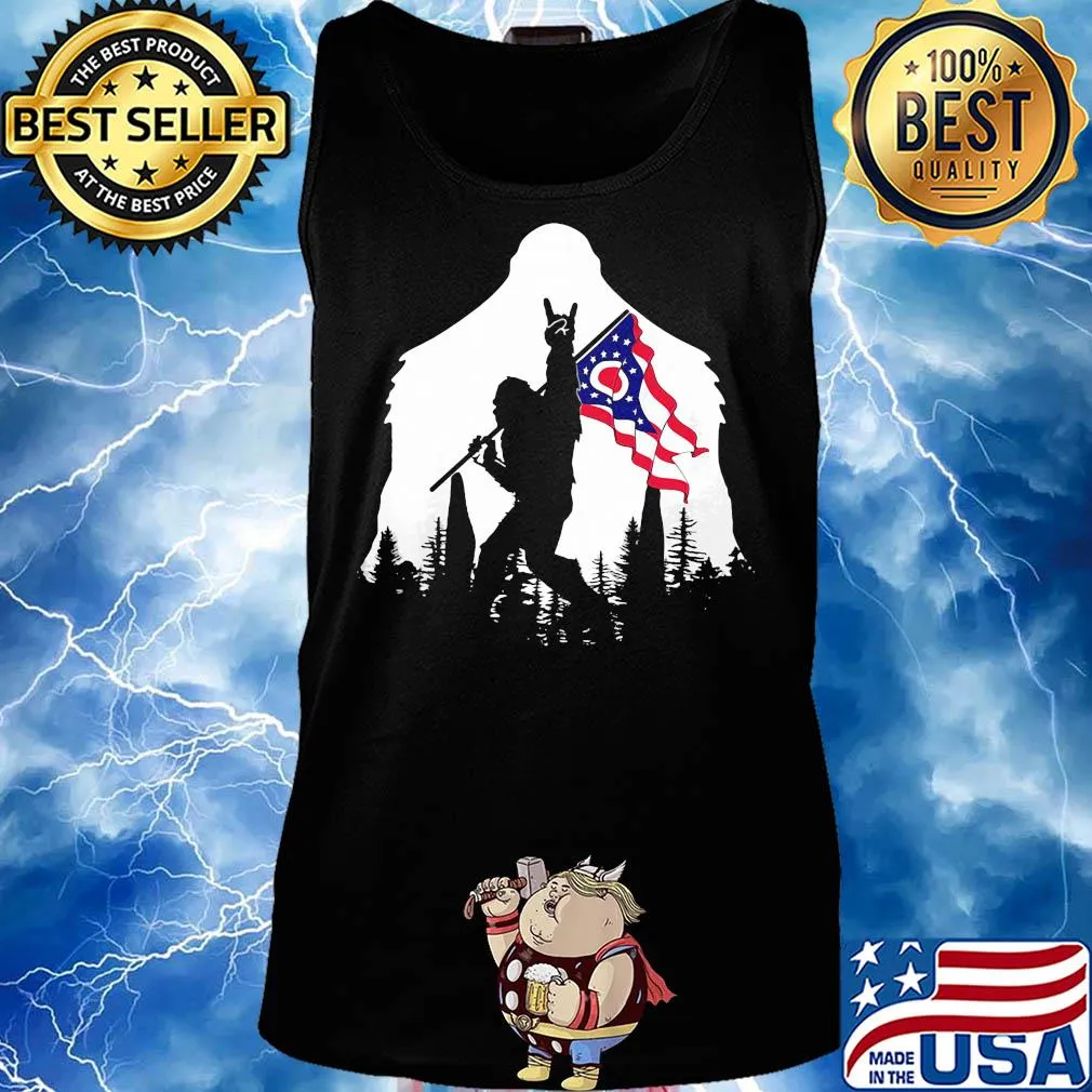 Bigfoot rock and roll ohio flag in the forest s Tank top