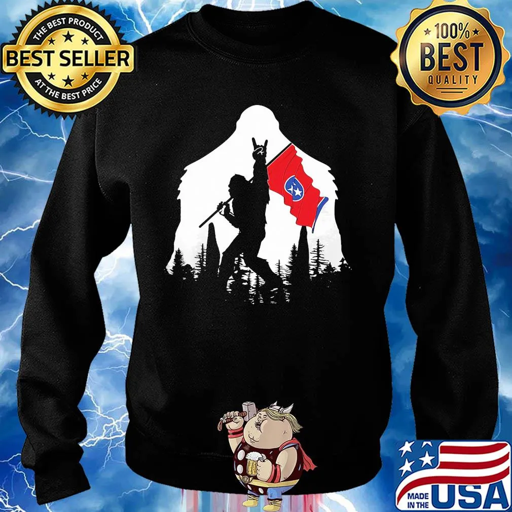 Bigfoot rock and roll tennessee flag in the forest s Sweater