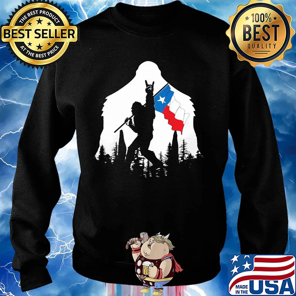 Bigfoot rock and roll texas flag in the forest s Sweater