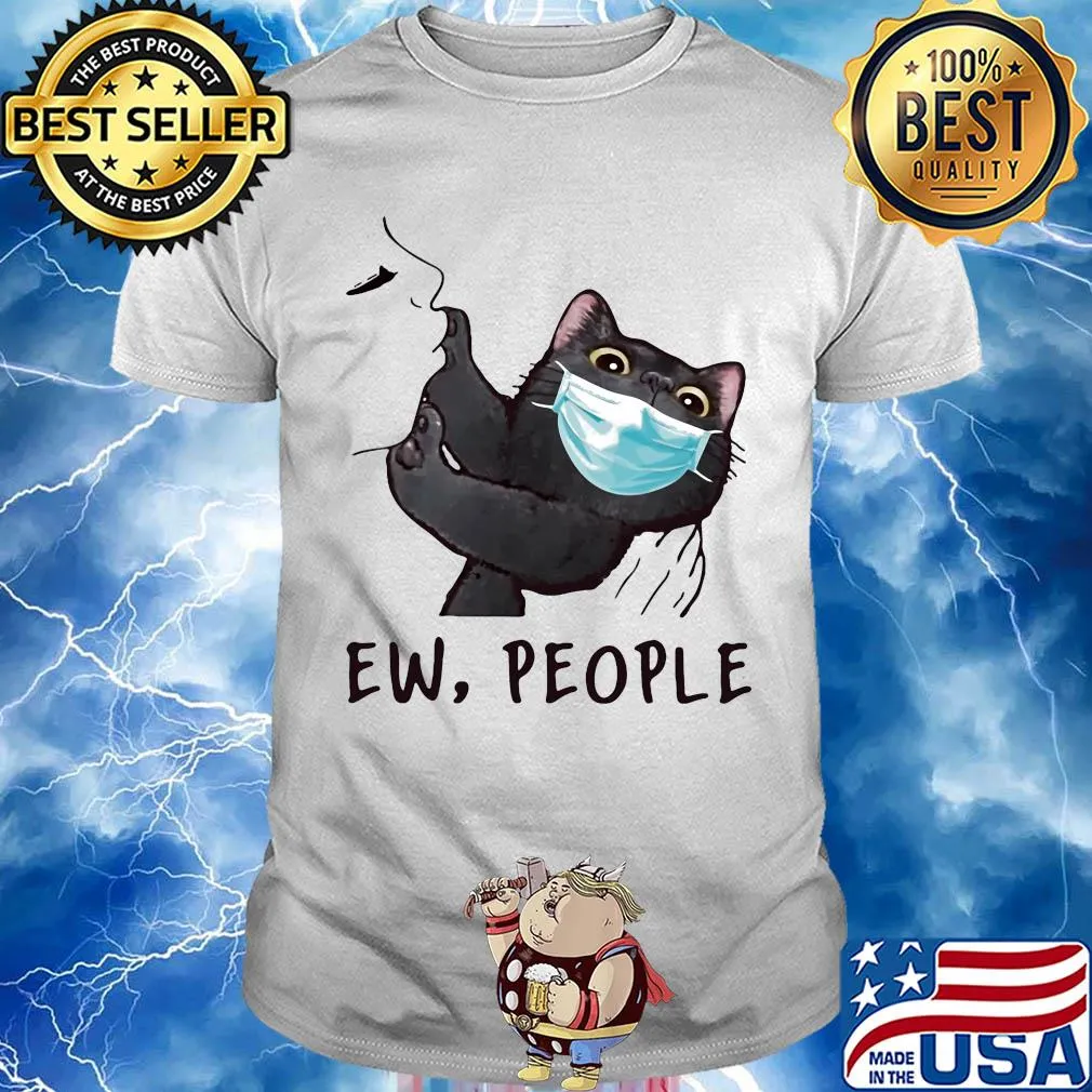Black cat wear medical mask ew people covid-19 shirt