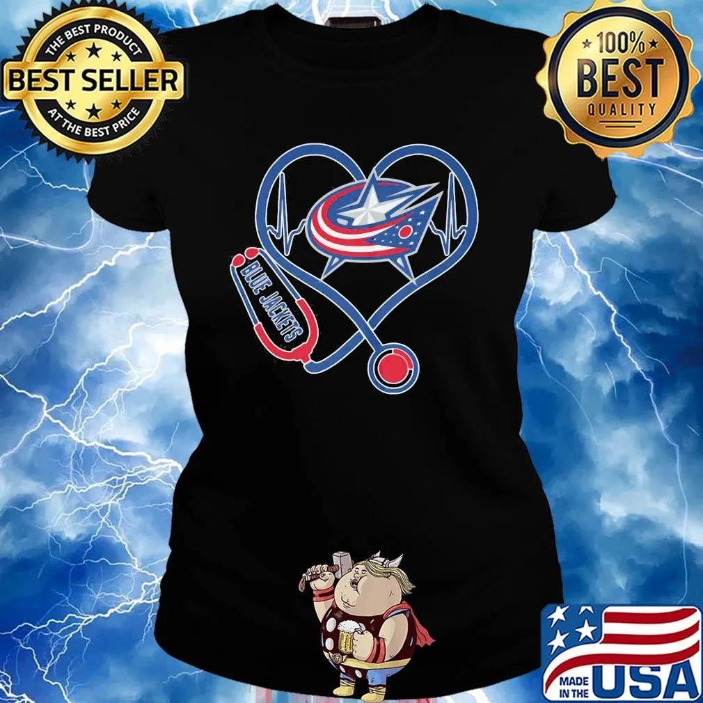 Blue jackets heart nurse stethoscope s Ladies tee