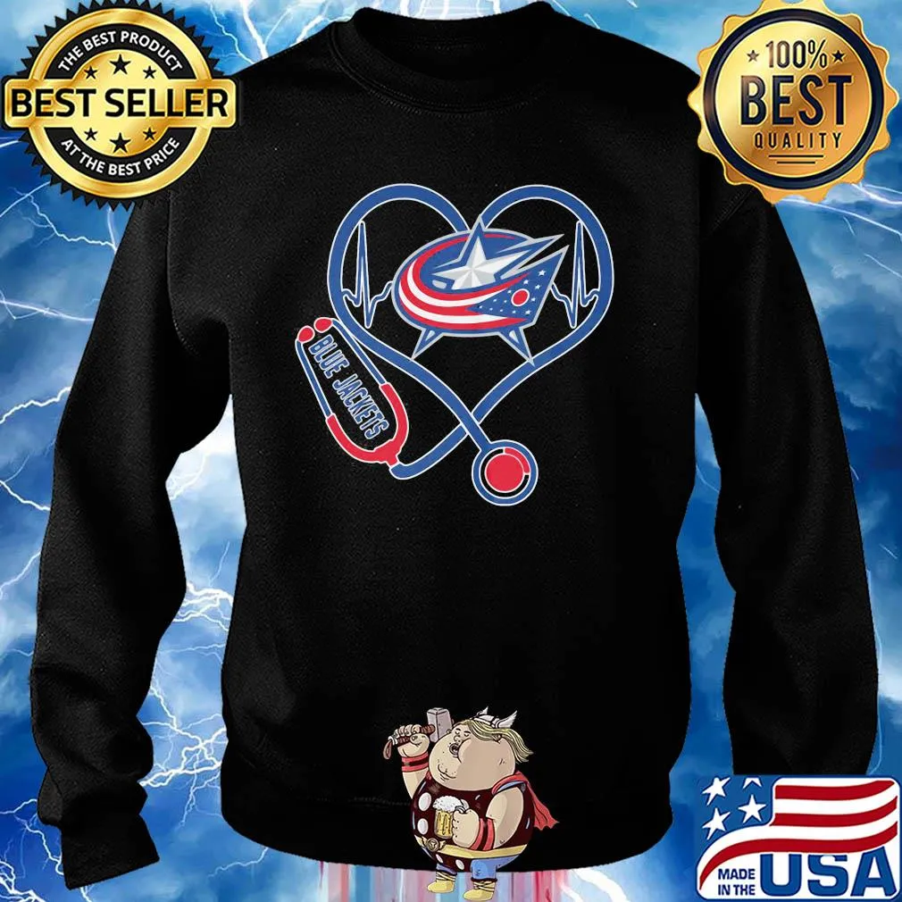 Blue jackets heart nurse stethoscope s Sweater
