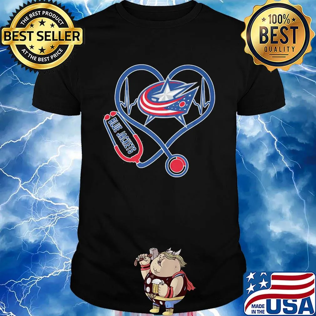 Blue jackets heart nurse stethoscope shirt