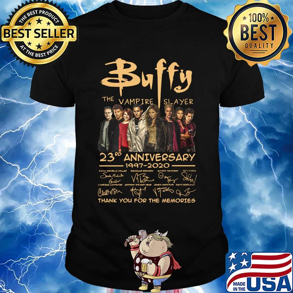 Buffy the vampire slayer 23rd anniversary 1997-2020 signatures thank you for the memories shirt