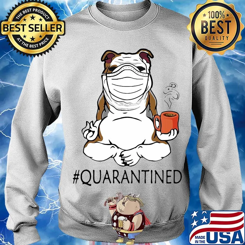 Bulldogs yoga and drink coffee quarantined mask covid-19 s Sweater