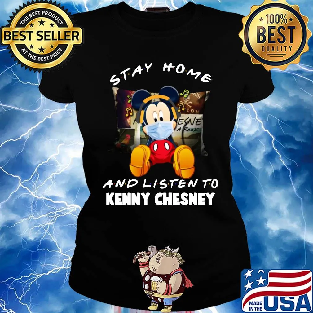 Disney mickey mouse stay home and listen to kenny chesney covid-19 s Ladies tee