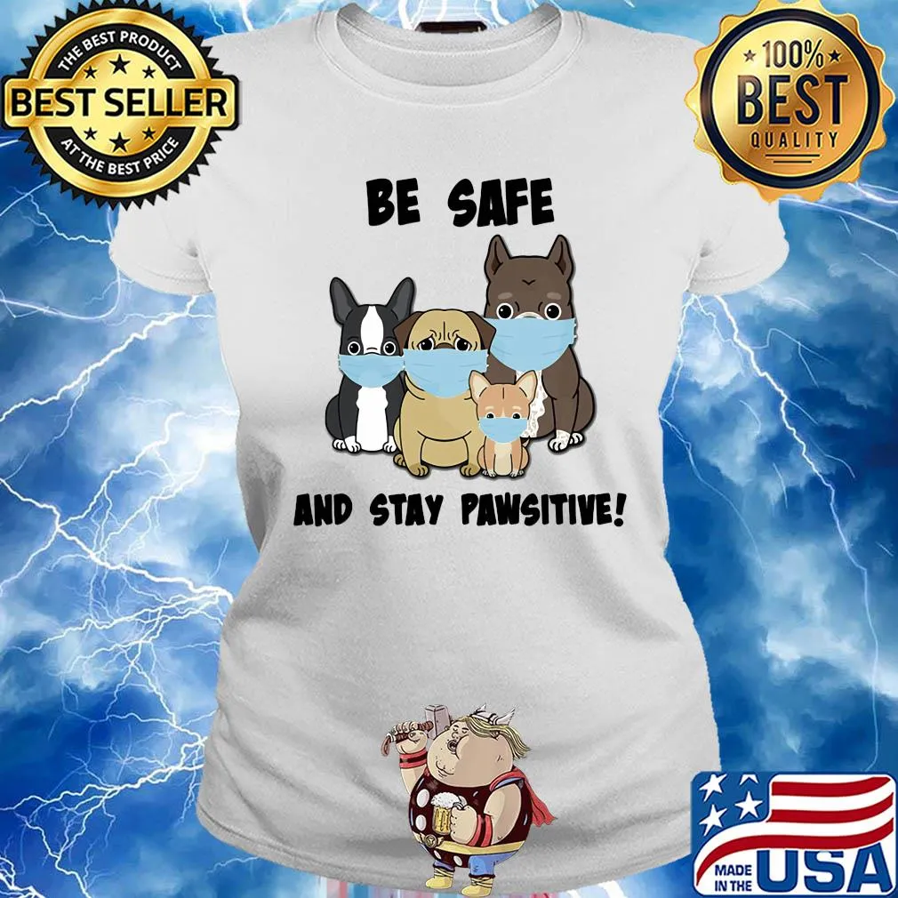 Dog be safe and stay pawsitive mask s Ladies tee