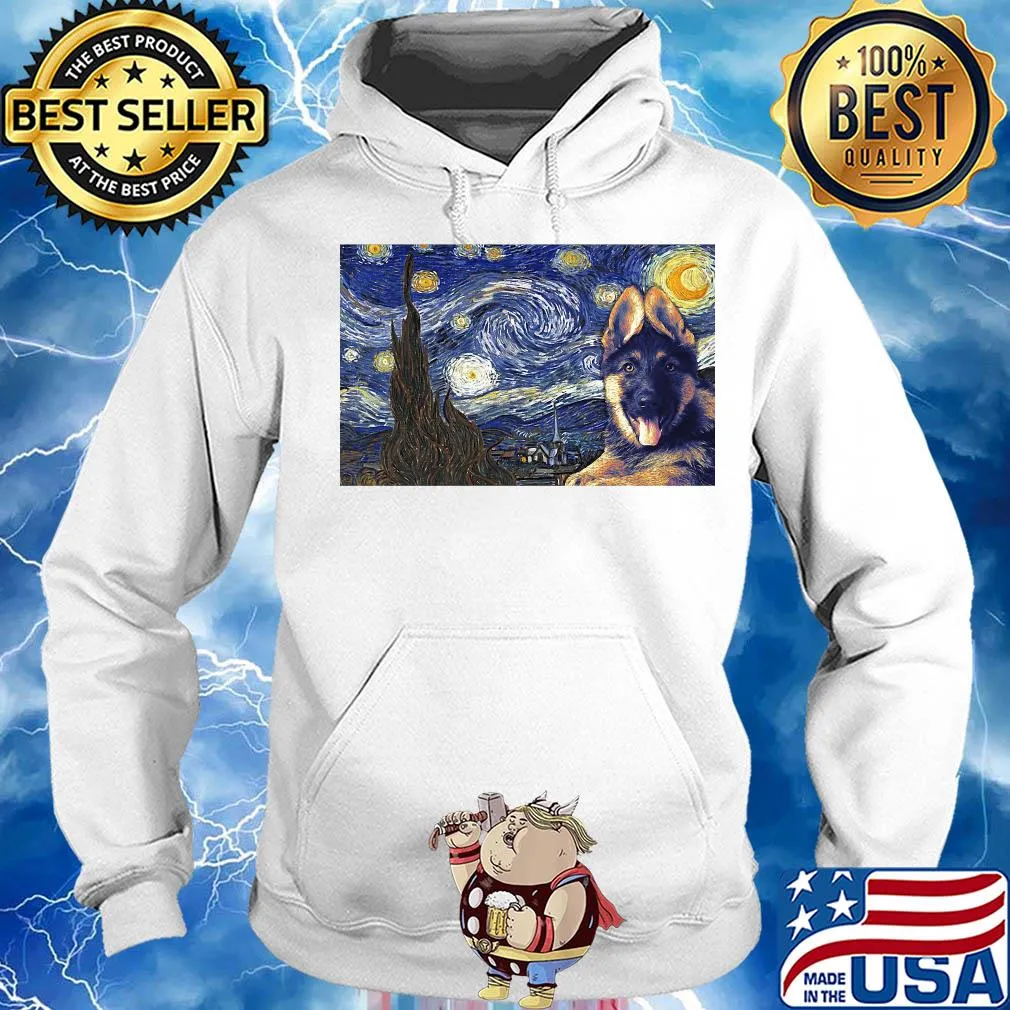 Dog K9 starry night horizontal poster Van ghost s Hoodie