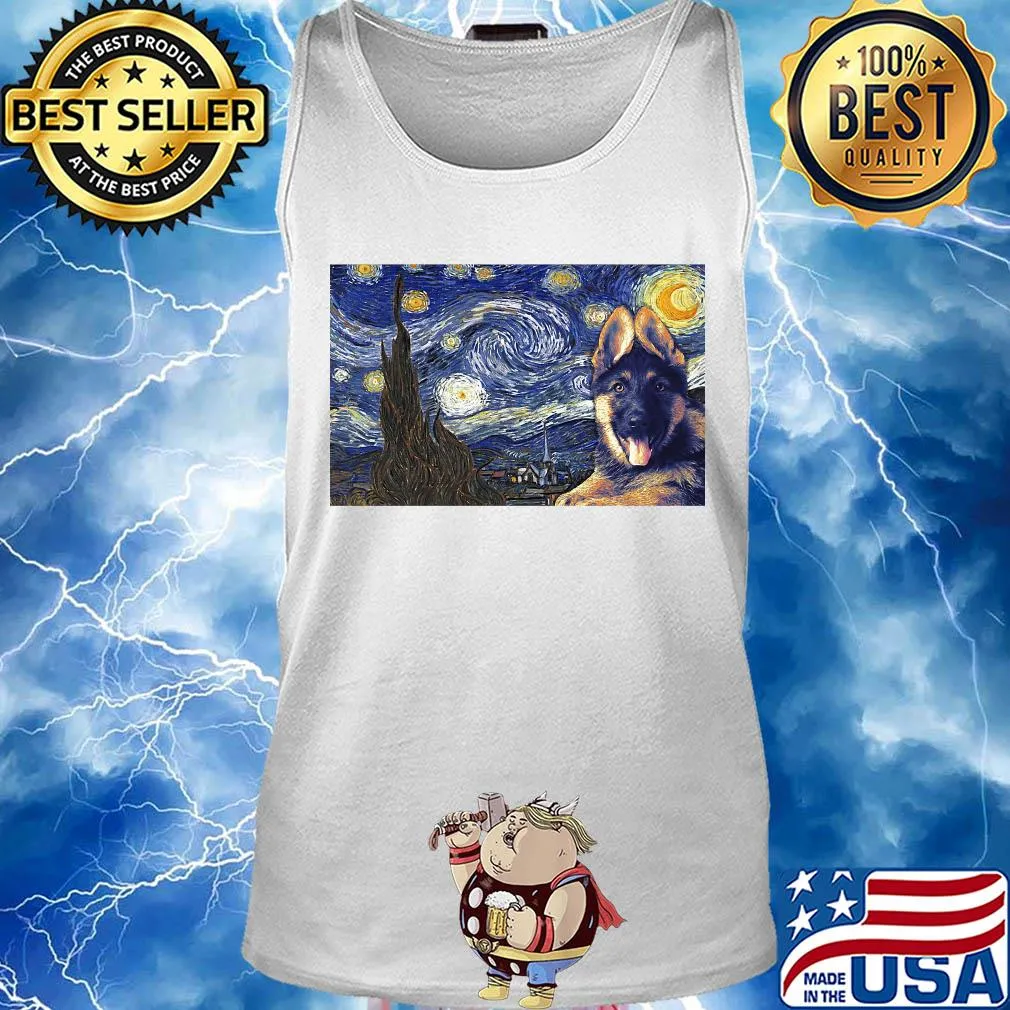 Dog K9 starry night horizontal poster Van ghost s Tank top