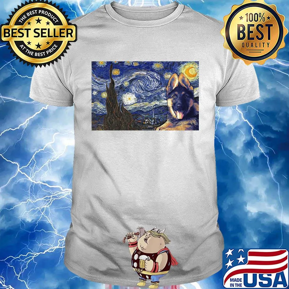 Dog K9 starry night horizontal poster Van ghost shirt