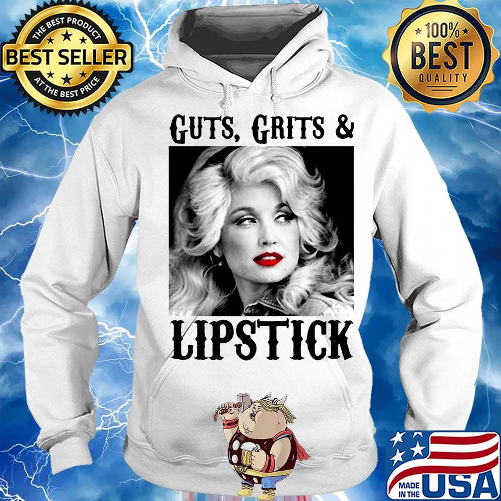 Guts grits and lipstick dolly parton picture white black s Hoodie