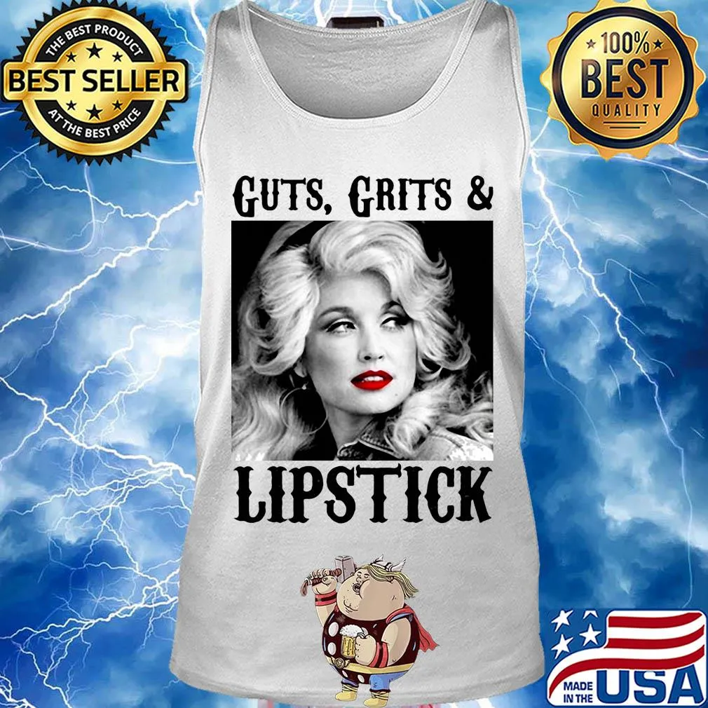 Guts grits and lipstick dolly parton picture white black s Tank top