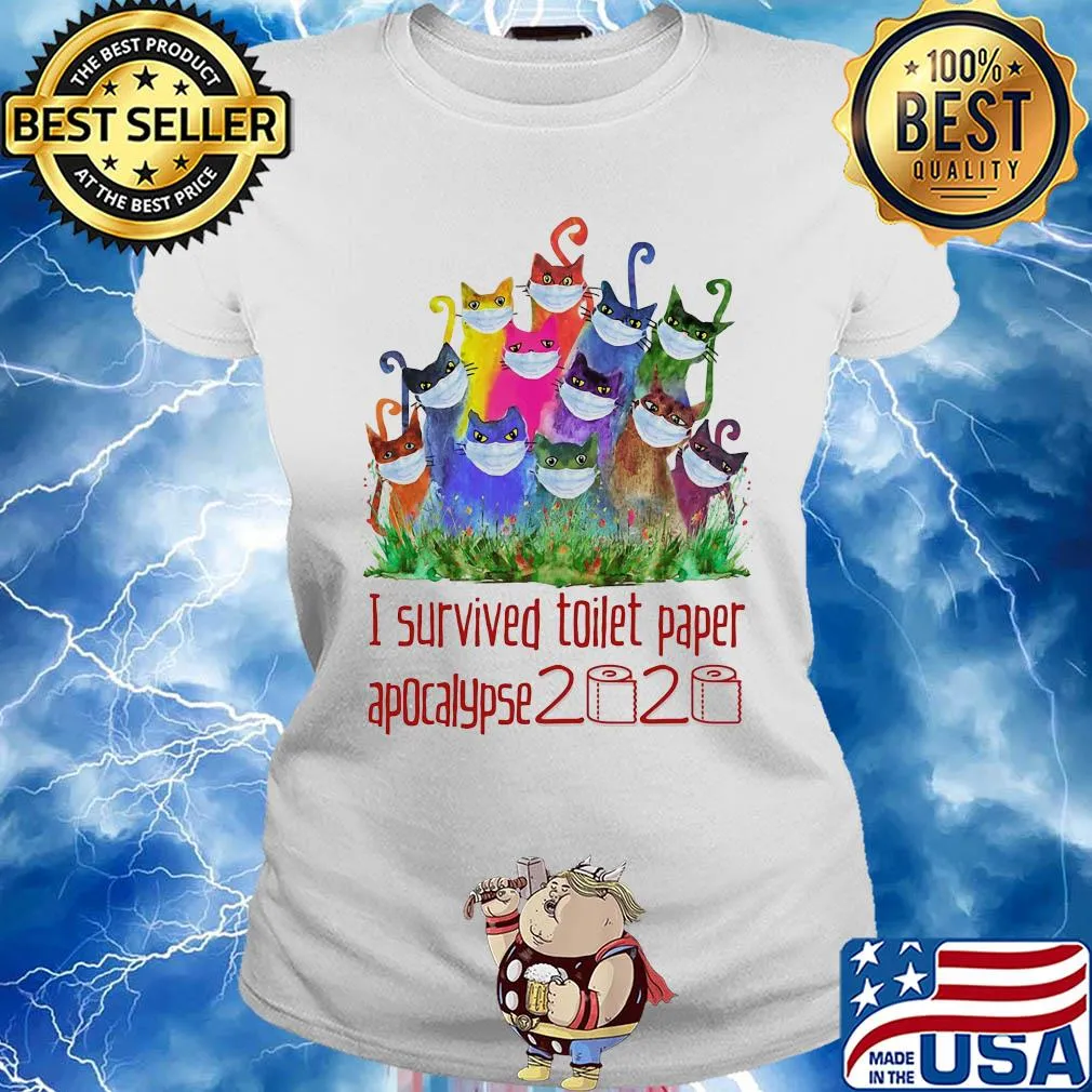 I survived toilet paper apocalypse 2020 Cat color s Ladies tee